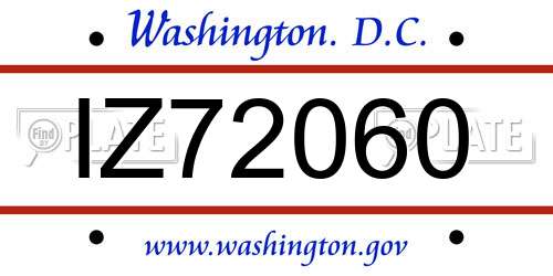 IZ72060 District Of Columbia License Plate