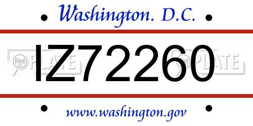 IZ72260 District Of Columbia License Plate
