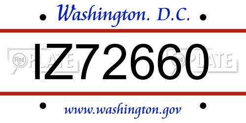 IZ72660 District Of Columbia License Plate
