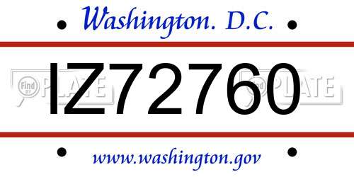 IZ72760 District Of Columbia License Plate