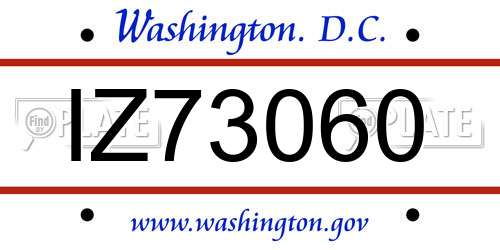 IZ73060 District Of Columbia License Plate