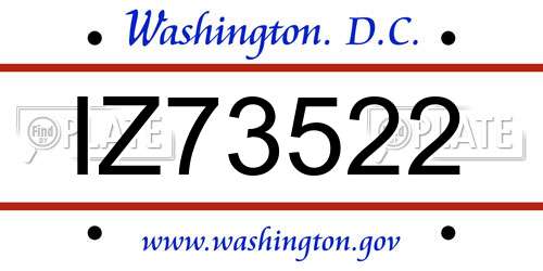 IZ73522 District Of Columbia License Plate