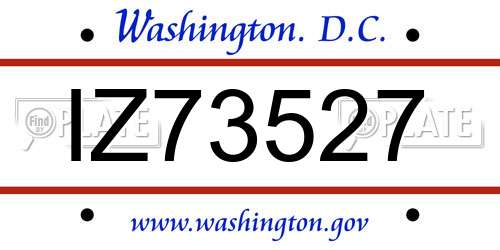 IZ73527 District Of Columbia License Plate
