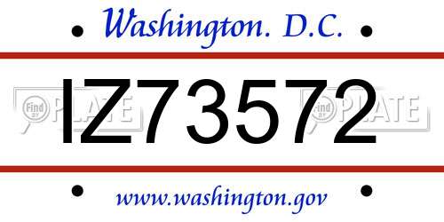 IZ73572 District Of Columbia License Plate