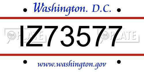 IZ73577 District Of Columbia License Plate