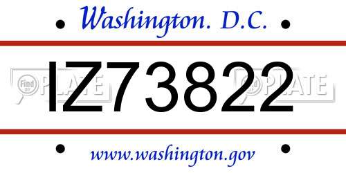 IZ73822 District Of Columbia License Plate