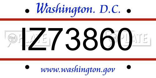 IZ73860 District Of Columbia License Plate