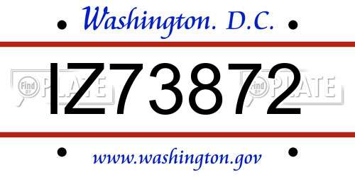 IZ73872 District Of Columbia License Plate