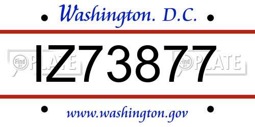 IZ73877 District Of Columbia License Plate