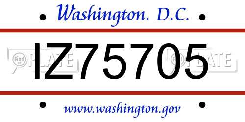 IZ75705 District Of Columbia License Plate