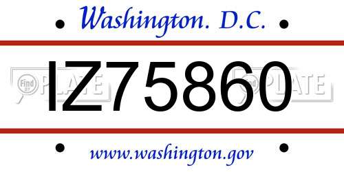 IZ75860 District Of Columbia License Plate