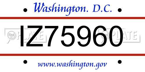 IZ75960 District Of Columbia License Plate