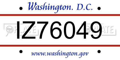 IZ76049 District Of Columbia License Plate