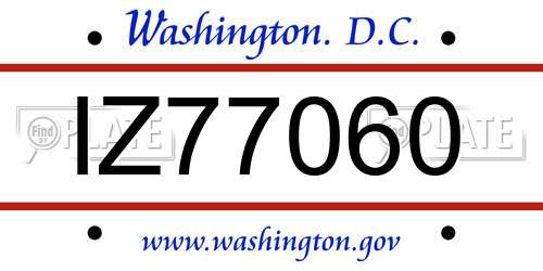 IZ77060 District Of Columbia License Plate