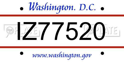 IZ77520 District Of Columbia License Plate