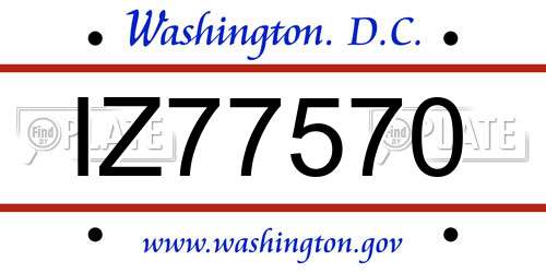 IZ77570 District Of Columbia License Plate