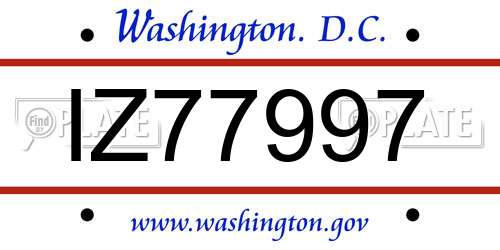 IZ77997 District Of Columbia License Plate