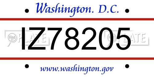 IZ78205 District Of Columbia License Plate