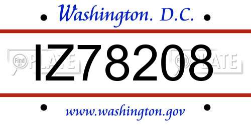 IZ78208 District Of Columbia License Plate