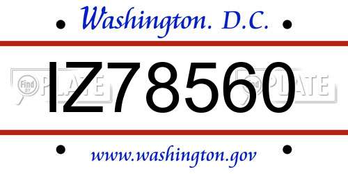 IZ78560 District Of Columbia License Plate