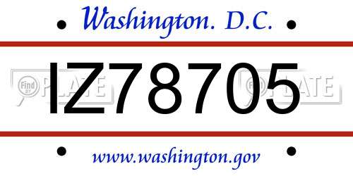 IZ78705 District Of Columbia License Plate