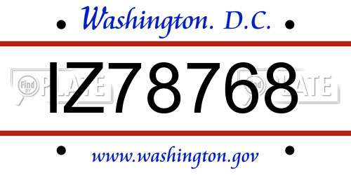 IZ78768 District Of Columbia License Plate