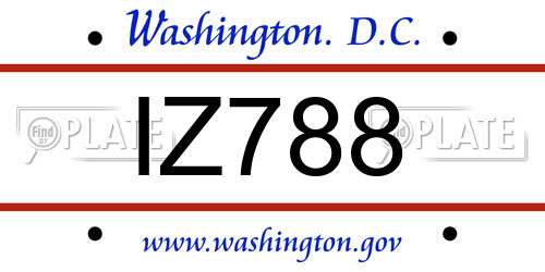 IZ788 District Of Columbia License Plate