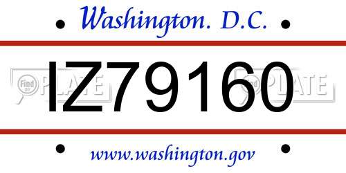 IZ79160 District Of Columbia License Plate