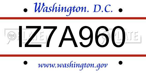 IZ7A960 District Of Columbia License Plate