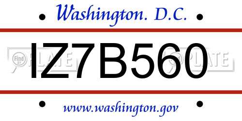 IZ7B560 District Of Columbia License Plate