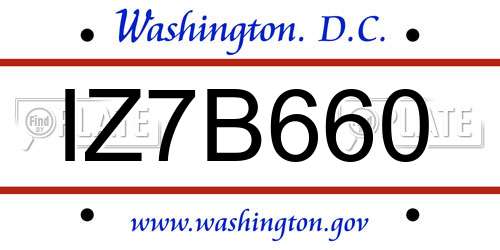 IZ7B660 District Of Columbia License Plate