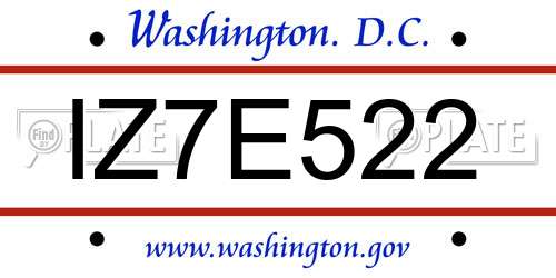 IZ7E522 District Of Columbia License Plate
