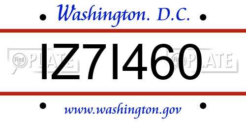 IZ7I460 District Of Columbia License Plate
