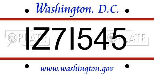 IZ7I545 District Of Columbia License Plate