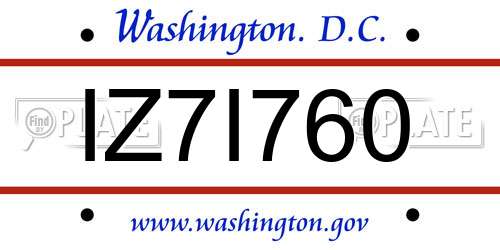 IZ7I760 District Of Columbia License Plate