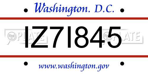 IZ7I845 District Of Columbia License Plate
