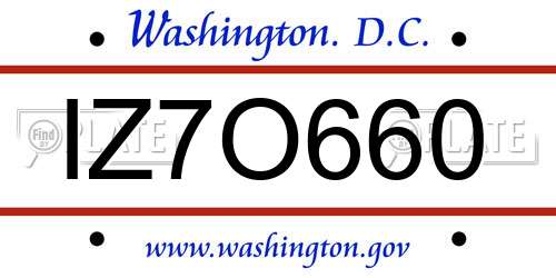 IZ7O660 District Of Columbia License Plate
