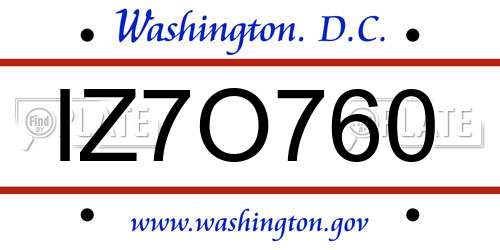 IZ7O760 District Of Columbia License Plate