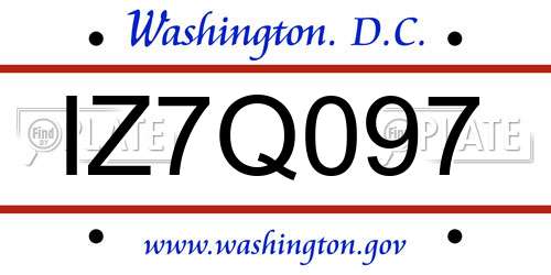 IZ7Q097 District Of Columbia License Plate