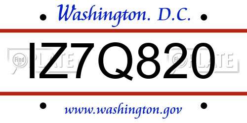 IZ7Q820 District Of Columbia License Plate