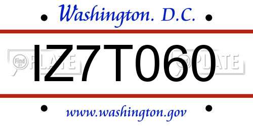 IZ7T060 District Of Columbia License Plate