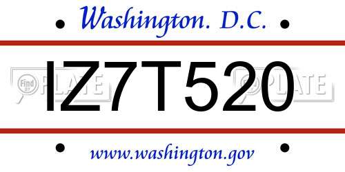 IZ7T520 District Of Columbia License Plate