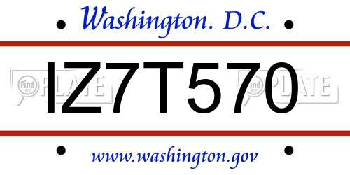 IZ7T570 District Of Columbia License Plate