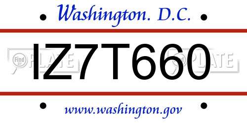 IZ7T660 District Of Columbia License Plate
