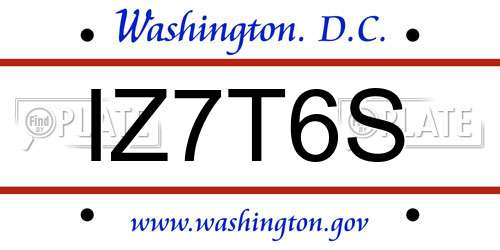 IZ7T6S District Of Columbia License Plate