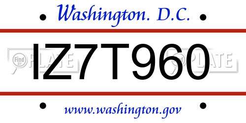 IZ7T960 District Of Columbia License Plate