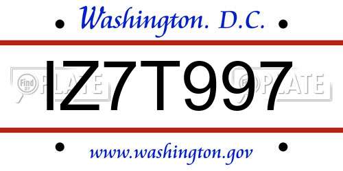 IZ7T997 District Of Columbia License Plate