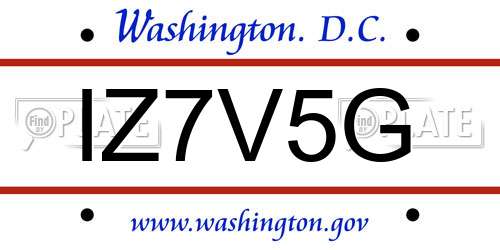IZ7V5G District Of Columbia License Plate