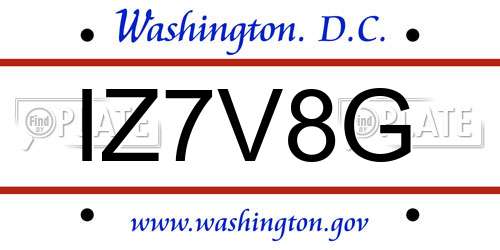 IZ7V8G District Of Columbia License Plate