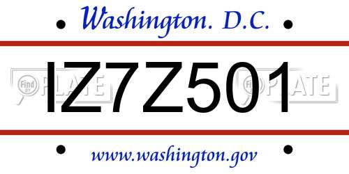IZ7Z501 District Of Columbia License Plate